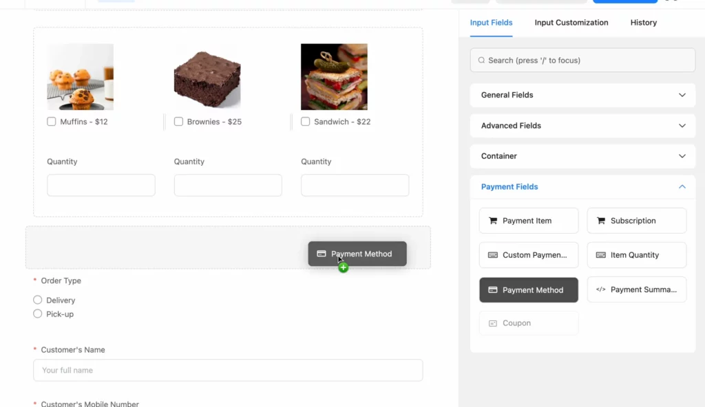 Adding Payment Method field